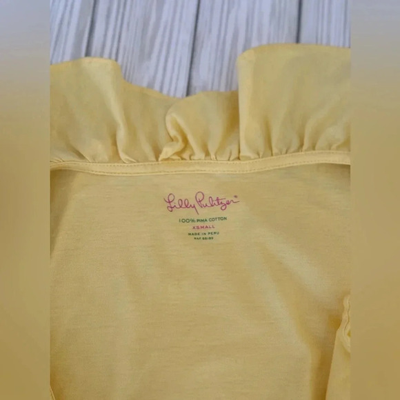 Lilly Pulitzer | Nadel Sunglow Ruffled Pima Cotton Tank Top - Size XS - Picture 6 of 6